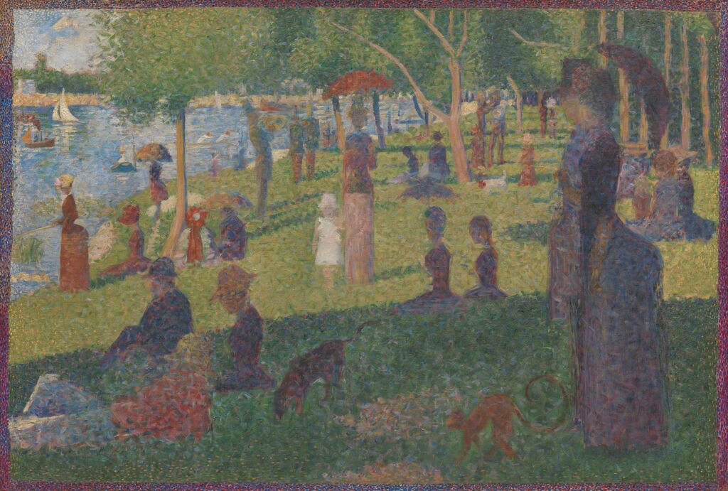 Studia na niedzielę na La Grande Jatte, Georges Seurat, 1884, francuskie malarstwo post-impresjonistyczne. Ten olej na płótnie był ostatnim studium Seurata dla jego najsłynniejszego malarstwa. Mierzy on 28—31