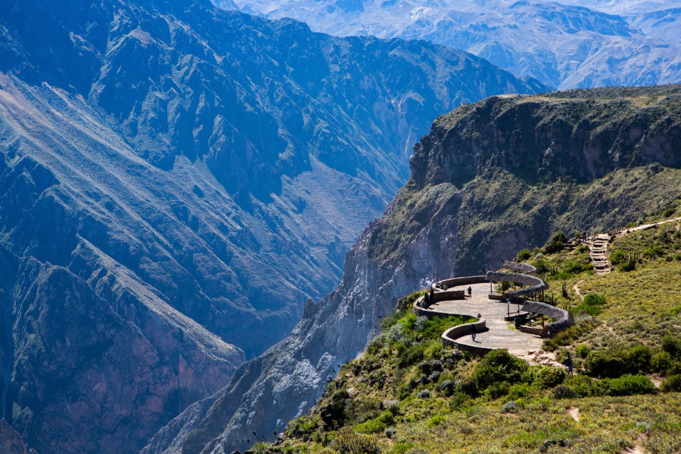 View of Colca Canyon in Peru. It is one of the deepest canyons in the world. Beautiful nature in latin America.